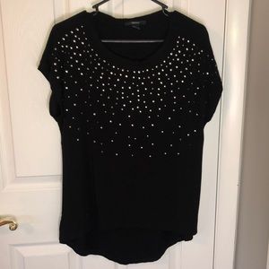 Black studded high low tee shirt